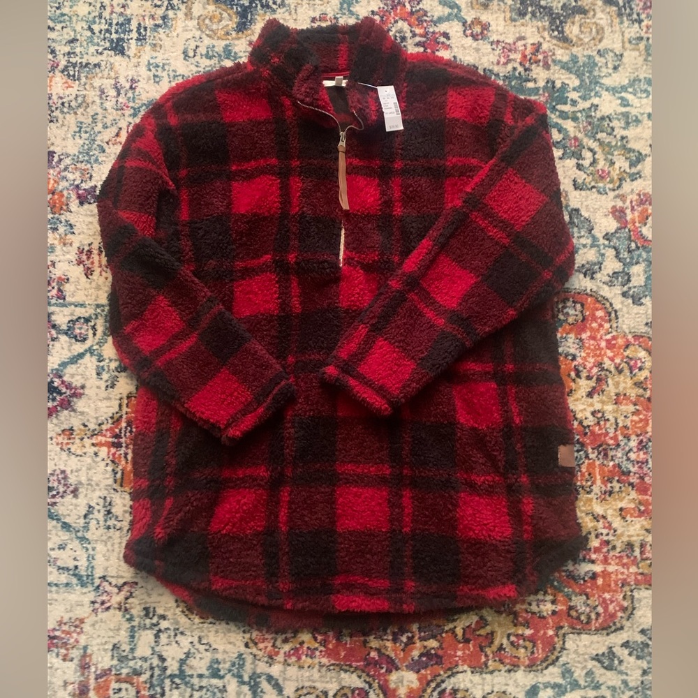 Maurices Buffalo Plaid Half Zip Pullover Top NWT Size XXL